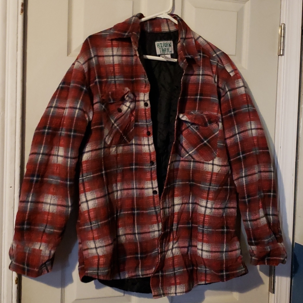 Ozark Trail Lined Red Plaid Flannel Shirt Jacket